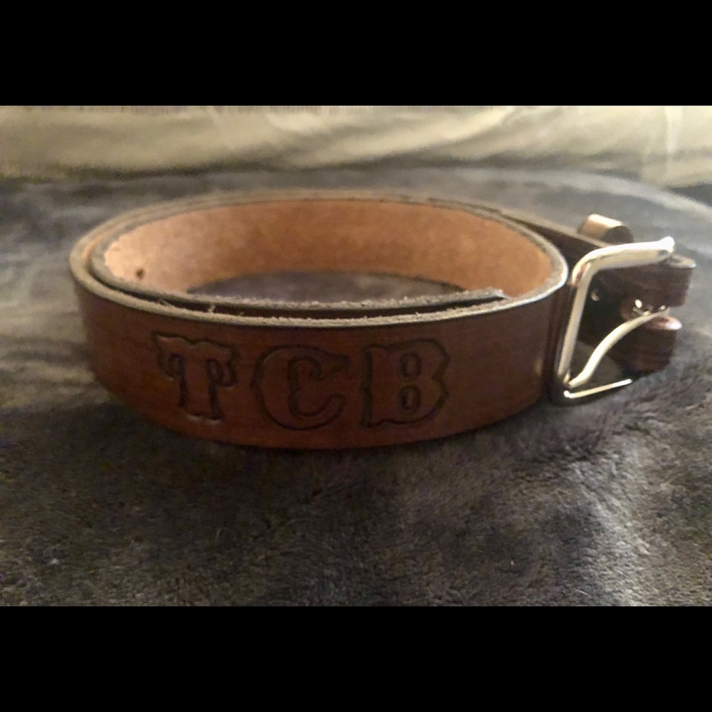 TCB leather belt